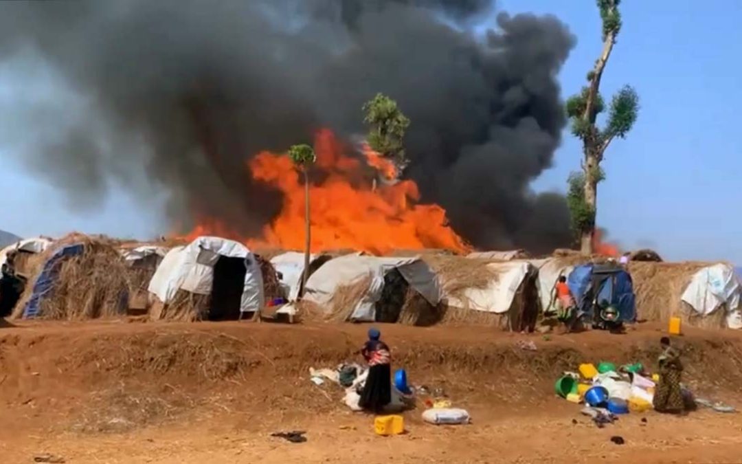 Fire ravages two camps for displaced people in Congo